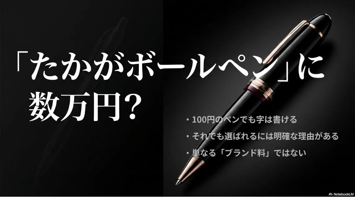 モンブランのボールペンが高い理由と選ばれる価値についての解説スライド