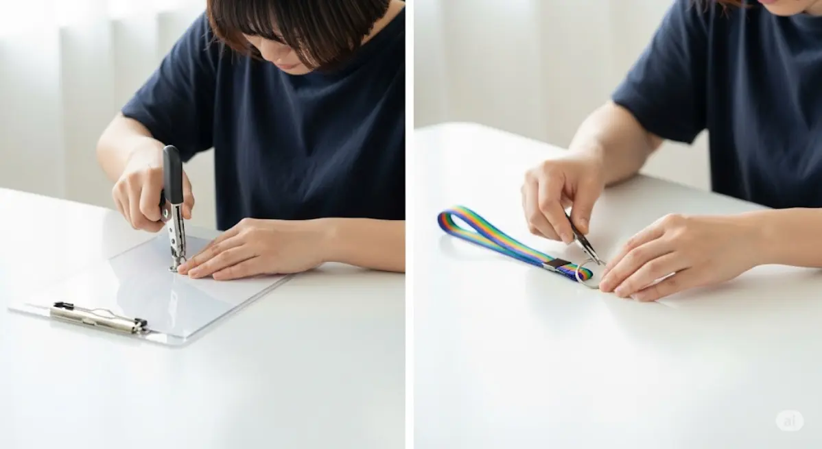 身近な材料でできる首から下げるバインダーの簡単な作り方を紹介
