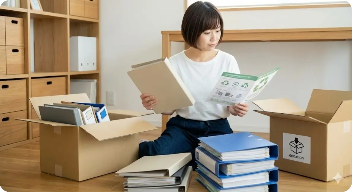 バインダーの捨て方：無印・法人・寄付の処分術