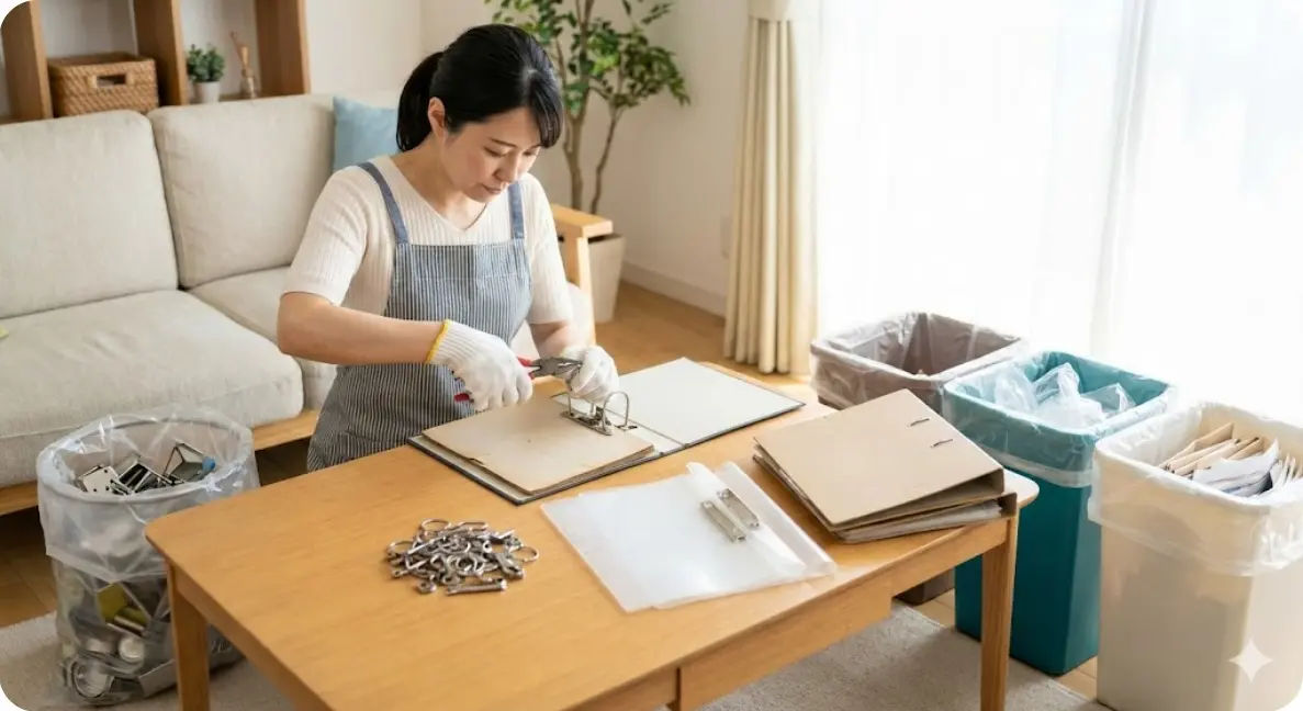 バインダーの捨て方完全ガイド！金具の外し方と分別ルールを解説