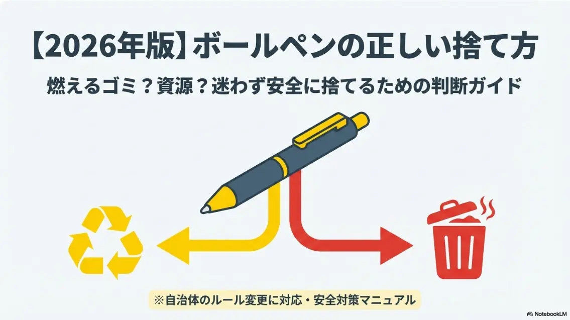 2026年最新版ボールペンの正しい捨て方。燃えるゴミか資源か、迷わず安全に捨てるための判断ガイド